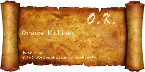 Orsós Kilián névjegykártya